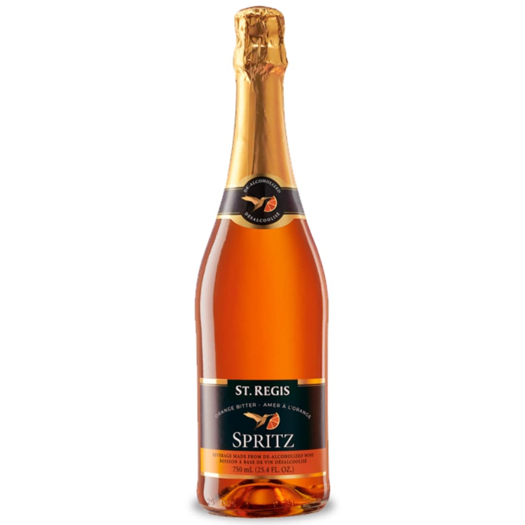 The Spritz St. Regis is a ready-to-drink non-alcoholic cocktail. With a superb bright orange color and deliciously effervescent