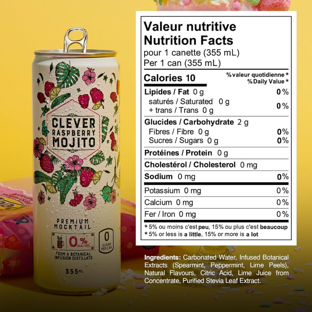 Clever Mocktail Non-Alcoholic No Sugar Raspberry Mojito - Upside