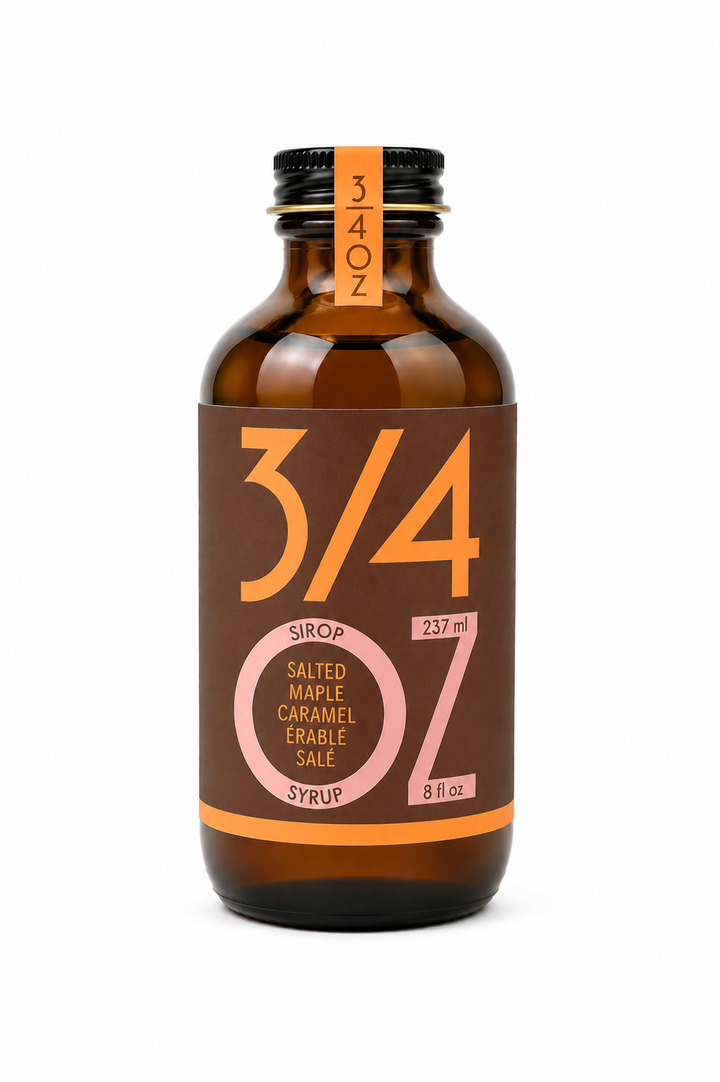 3/4 OZ - Salted Maple Caramel Syrup bottle, 2026 rebrand