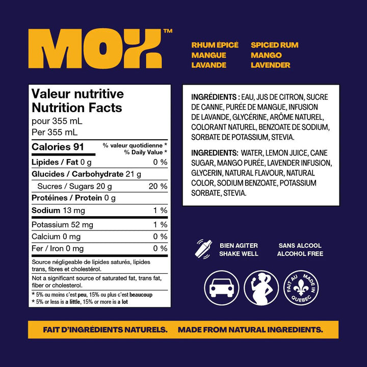 Mox Mocktails - Mox 1 - Spiced Rum Mango Lavender