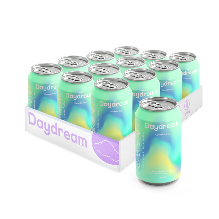 Daydream  - Cucumber Lime Hemp and Adaptogen Infused Sparkling Water - 12 Pack