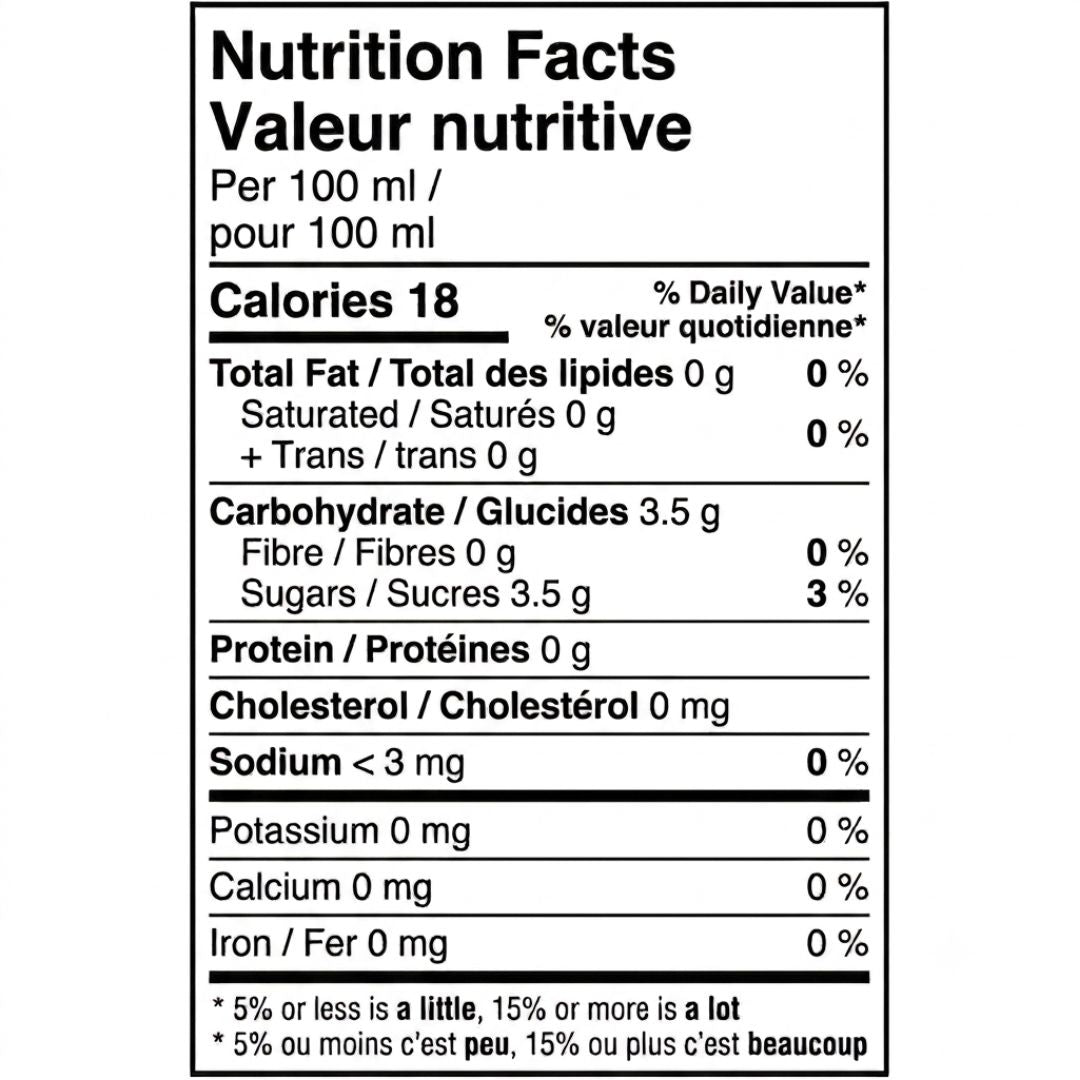 DIVIN 0.0 - Pinot Noir (Single-Serve 250mL), nutrition facts