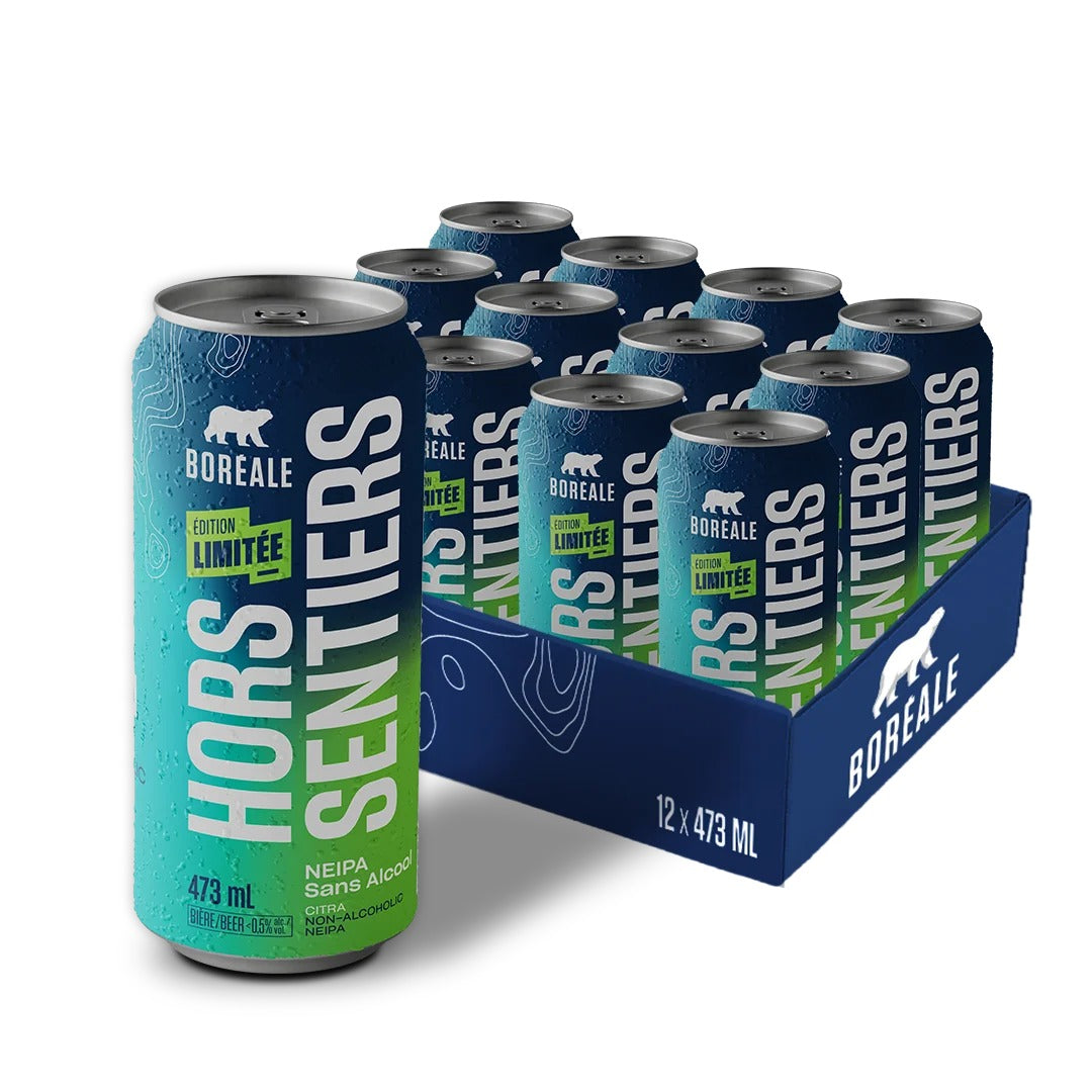 Boréale Hors Sentiers NEIPA sans alcool, caisse de 12 canettes de 473 mL