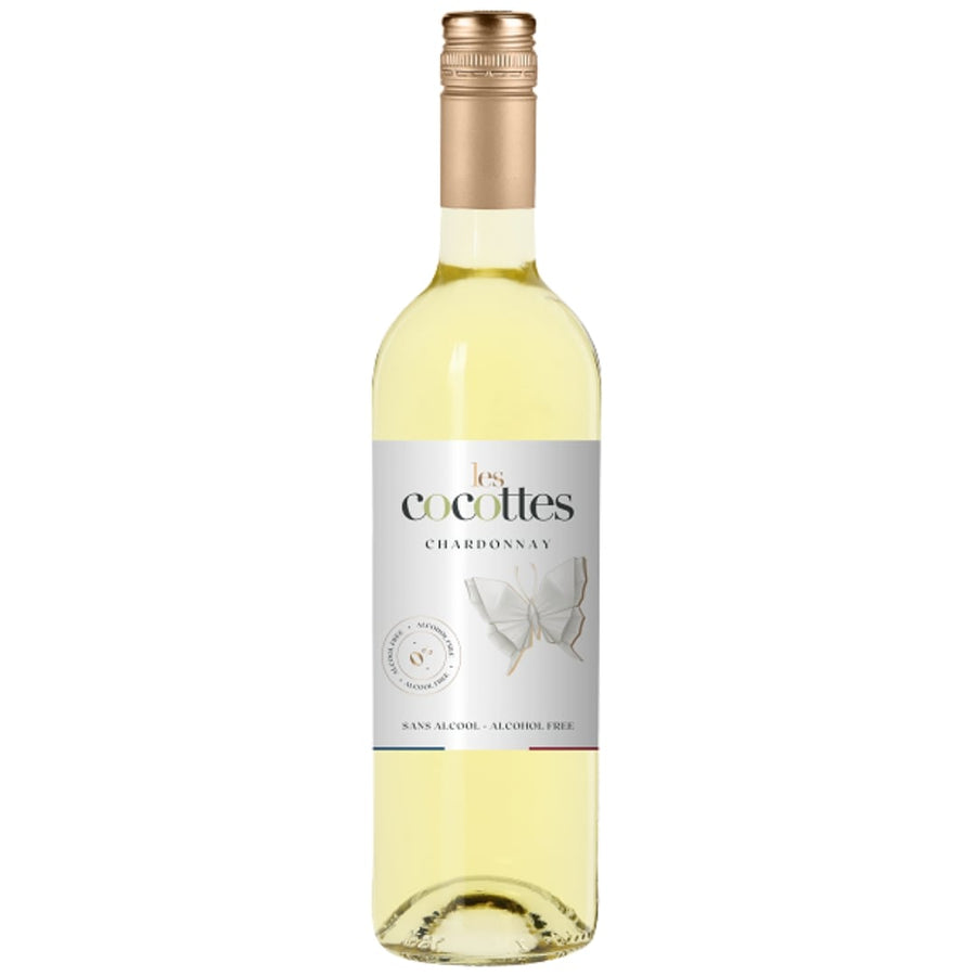 Les Cocottes 0% Chardonnay first seduces the eye with a golden color with shiny and sparkling reflections. On the nose, aromas of tropical fruits, peaches, lychees and white flowers mingle. The palate is fruity and balanced by a delicate freshness.